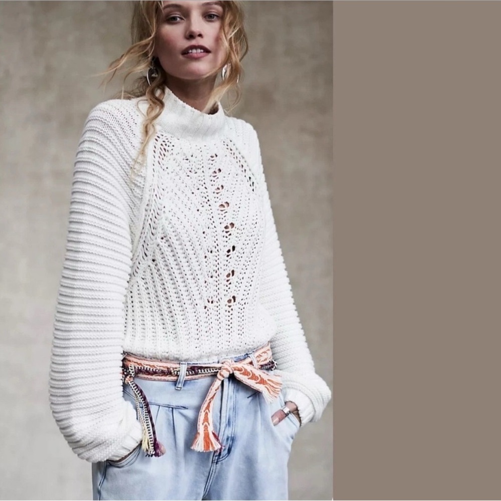 Free People‎ Large Sweetheart Sweater White